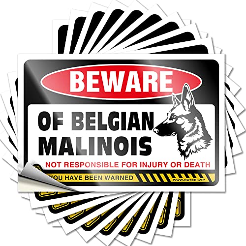 COTECI Lustiger Aufkleber Vorsicht vor belgischem Malinois Lustiger Aufkleber 10 Stück Streich Aufkleber Werkzeugkasten Aufkleber (Größe: 12 x 18 cm) von COTECI