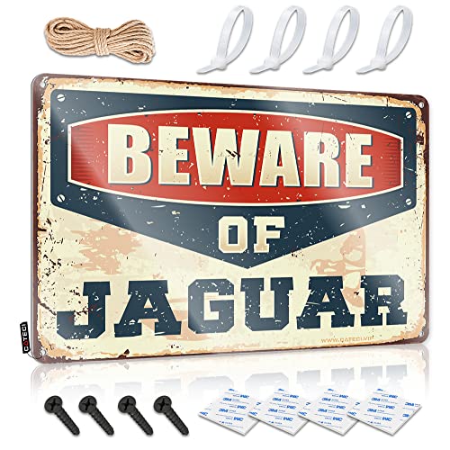 COTECI Straßenschilder für Schlafzimmer Beware Of Jaguar Metallschild Go Away Schild für Tür- und Gartenschilder (Größe: 30 x 40 cm) von COTECI