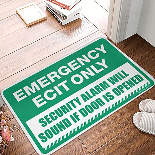 COTECI Welcome Mats, lustiges Notausgang-Schild, Sicherheitsalarm ertönt beim Öffnen der Matte, Fallteppiche, Outdoor-Fußmatte, Inneneingang (Größe: 50 x 80 cm) von COTECI