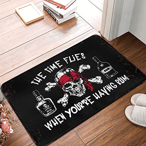 COTECI Welcome Rugs Front Door Outdoor Pirate Time Flies Mat Fun Stuff Holiday Rug (Größe: 40 x 60 cm) von COTECI