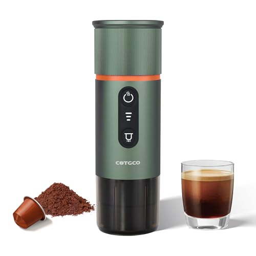 COTGCO Tragbare Kaffeemaschine mit Akku für Reise - Tragbare Espressomaschine für Auto - Erhitzt 40 ml Kaffee in 3 Minuten - Kaffee Genießen Outdoor - Kompatible Nespresso Kapseln - Grün COTGCO Tragbare Kaffeemaschine mit Akku für Reise - Tragbare Espressomaschine für Auto - Erhitzt 40 ml Kaffee in 3 Minuten - Kaffee Genießen Outdoor - Kompatible Nespresso Kapseln - Grün von COTGCO