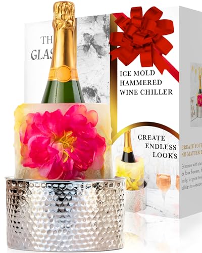 COTIER Glasi Eisform gehämmerter Edelstahl-Weinkühler – perfektes Weingeschenk für Frauen oder Gastgeberin – DIY Champagnerkübel für Dinnerpartys, Geburtstage, Feiertage, Brautparty und Hochzeiten von COTIER BRAND