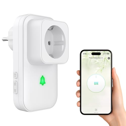 COTINSE Stromausfallmelder WLAN Tuya WiFi Smart Stromausfall Alarm Steckdose, Alarm bei Stromausfall Stromausfallalarm mit Smart Life APP, Stromwächter mit LED Anzeige 3-Stufen-Lautstärkeregler von COTINSE