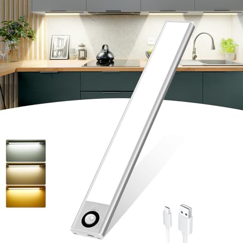 COTLEDL 1 Stück 72 LEDs Unterbauleuchte Küche LED,3 Farbmodi Dimmbar Schrankbeleuchtung LED Bewegungssensor,1500mAh Type-C Wiederaufladbare Magnetische Lichtleiste von COTLEDL