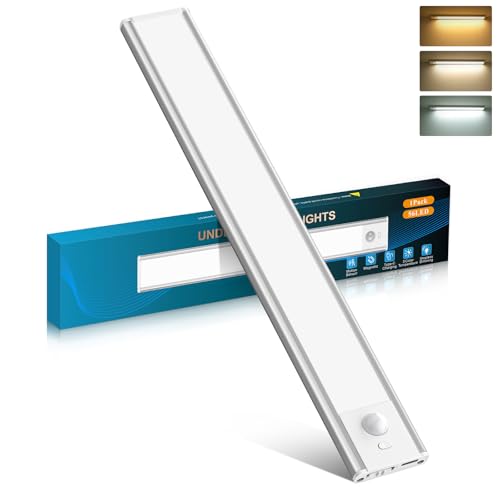 Unterbauleuchte Küchenleuchten mit Bewegungssensor 30CM, 56LEDs Typ-C 2200mAh Wiederaufladbar, 3 Farbtemperaturen 10%-100% Dimmbar Schranklicht für Küche, Schlafzimmer, Flur,1 Stück von COTLEDL