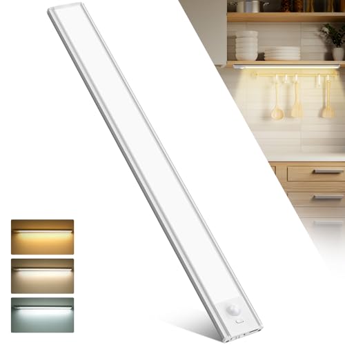 Unterbauleuchte Küchenleuchten mit Bewegungssensor 40CM, 78LEDs Typ-C 2500mAh Wiederaufladbar, 3 Farbtemperaturen 10%-100% Dimmbar Schranklicht für Küche, Schlafzimmer, Flur,1 Stück von COTLEDL