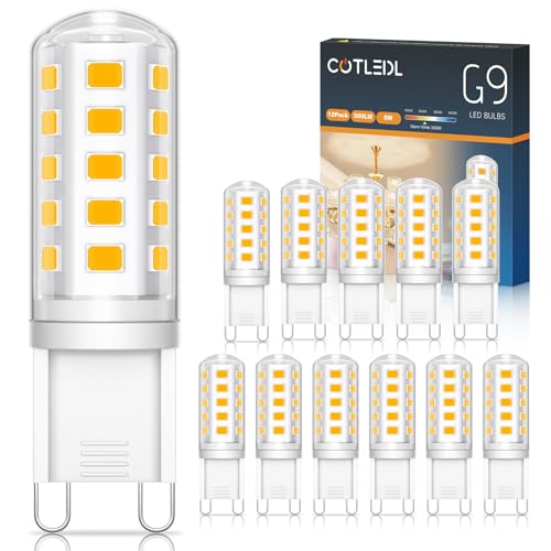 COTLEDL G9 LED Lampe Warmweiß 3000K,12er Pack G9 leuchtmittel,500LM,5W Ersatz 50W Halogenlampe,Nicht Dimmbar Kein Flimmern Enegiesparende Glühbirne,360° Abstrahlwinkel LED Birne von COTLEDL