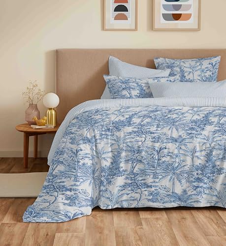 COTON PUR Komplett-Set, wendbarer Bettbezug, Vanessa, 6-teilig, für Bett 140 x 190 cm (Adama Azur) von COTON PUR