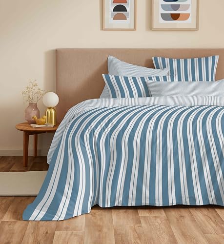 COTON PUR Komplett-Set, wendbarer Bettbezug, Vanessa, 6-teilig, für Bett 140 x 190 cm (Florence Denim) von COTON PUR