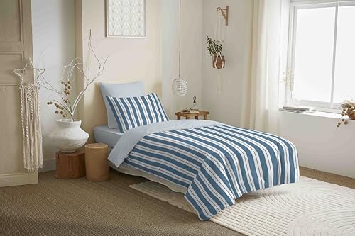 COTON PUR Vanessa Bettbezug, wendbar, 4-teilig, für Bett 90 x 190 cm (Florence Denim) von COTON PUR
