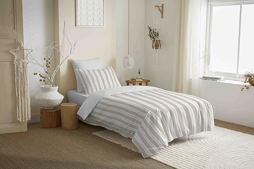 COTON PUR Vanessa Bettbezug, wendbar, 4-teilig, für Bett 90 x 190 cm (Florenz Natur) von COTON PUR