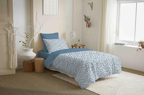 COTON PUR Vanessa Bettwäsche-Set, wendbar, 4-teilig, für Bett 90 x 190 cm (Diana-Blau) von COTON PUR