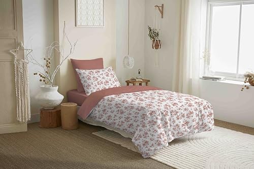 COTON PUR Vanessa Bettwäsche-Set, wendbar, 4-teilig, für Bett 90 x 190 cm (Eloise Aprikose) von COTON PUR