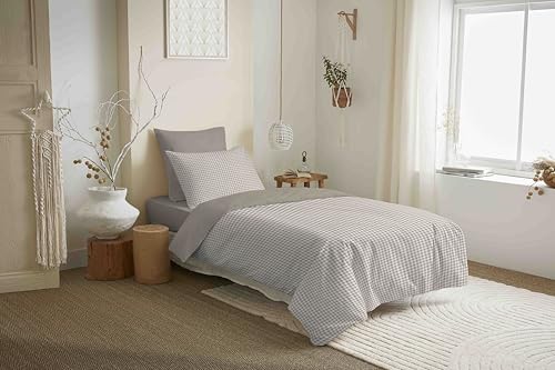 COTON PUR Vanessa Bettwäsche-Set, wendbar, 4-teilig, für Bett 90 x 190 cm (Gabrielle Natur) von COTON PUR