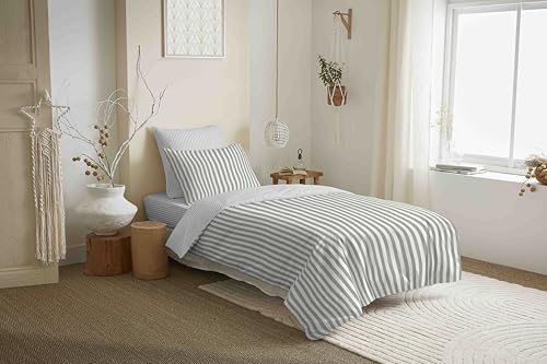 COTON PUR Vanessa Bettwäsche-Set, wendbar, 4-teilig, für Bett 90 x 190 cm (Palermo Eukalyptus) von COTON PUR