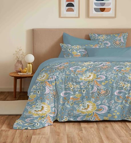 COTON PUR Vanessa Bettwäsche-Set, wendbar, 6-teilig, für Bett 140 x 190 cm (Bergamo-Türkis) von COTON PUR