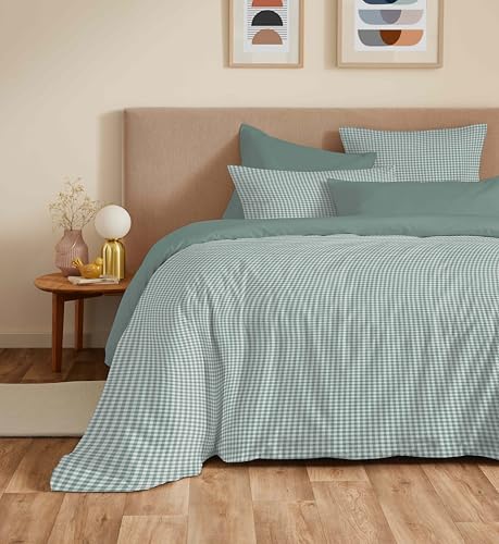 COTON PUR Vanessa Bettwäsche-Set, wendbar, 6-teilig, für Bett 140 x 190 cm (Gabrielle Salbei) von COTON PUR