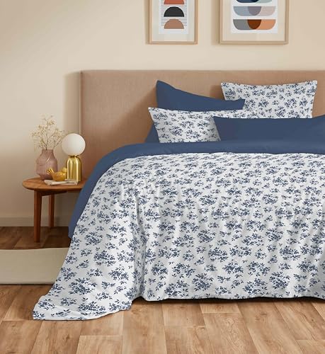 COTON PUR Vanessa Bettwäsche-Set, wendbar, 6-teilig, für Bett 140 x 190 cm (Loise Blue) von COTON PUR