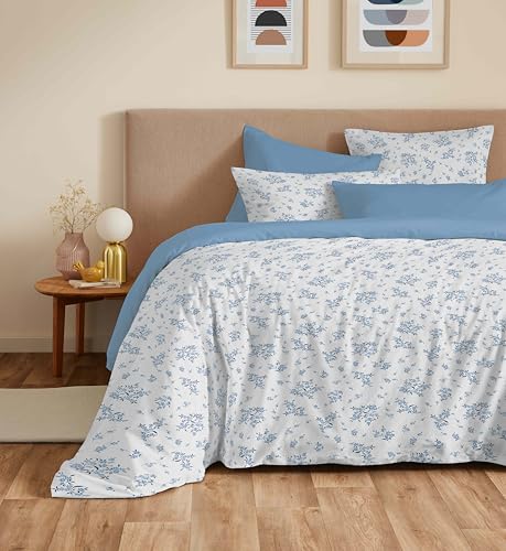 COTON PUR Vanessa Bettwäsche-Set, wendbar, 6-teilig, für Bett 140 x 190 cm (Louise Blue) von COTON PUR