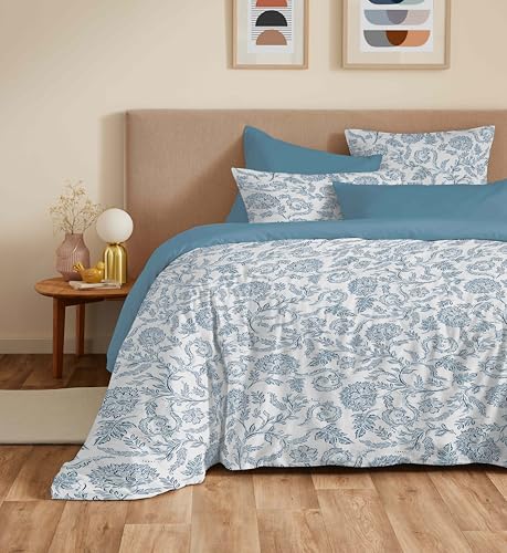 COTON PUR Vanessa Bettwäsche-Set, wendbar, 6-teilig, für Bett 140 x 190 cm (Salma blau) von COTON PUR