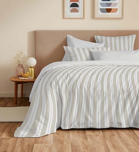 COTON PUR Vanessa Bettwäsche-Set, wendbar, 6-teilig, für Bett 160 x 200 cm (Florenz Natur) von COTON PUR
