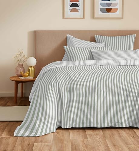 COTON PUR Vanessa Bettwäsche-Set, wendbar, 6-teilig, für Bett 180 x 200 cm, Kingsize (Palermo Eukalyptus) von COTON PUR