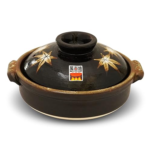 Yokkaichi Banko-yaki Donabe: Eleganter Steingut-Topf mit Herbstblättern, mikrowellen- und ofenfest, perfekt für Eintöpfe und heiße Töpfe, hergestellt in Japan (0,8 Quarts) von COTONOHA