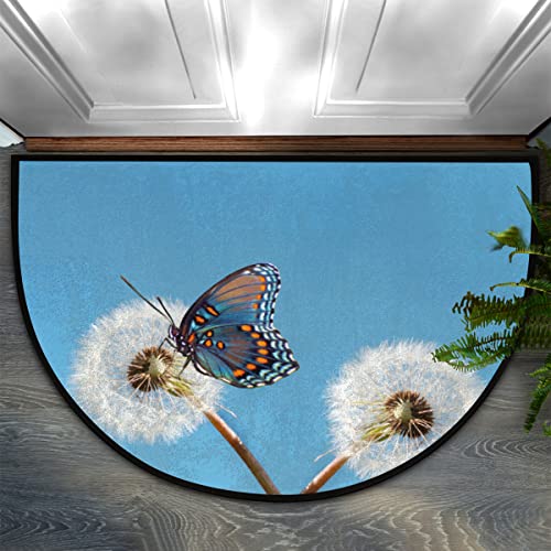 Springtime Dandelion Butterfly Runde Fußmatte 91,4 x 61 cm, Pusteblume Eingang Fußmatte Indoor Outdoor Maschinenwaschbar Anti Rutsch Saugfähige Matte Teppich Bodenmatte Teppich von COTOT