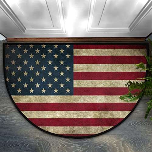 Vintage Flagge Amerika Runde Fußmatte 91,4 x 61 cm, Amerika Eingang Fußmatte Indoor Outdoor Maschinenwaschbar Anti Rutsch Saugfähige Matte Teppich Bodenmatte Teppich von COTOT