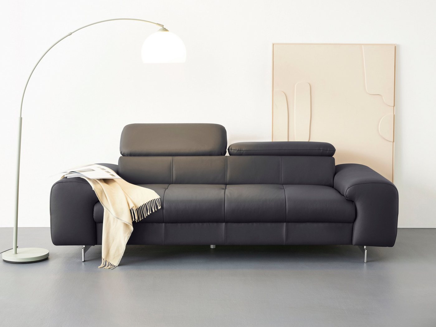 COTTA 3-Sitzer Chef, Big-Sofa mit Kopfteilverstellung, edle Metallkufen COTTA 3-Sitzer Chef, Big-Sofa mit Kopfteilverstellung, edle Metallkufen von COTTA