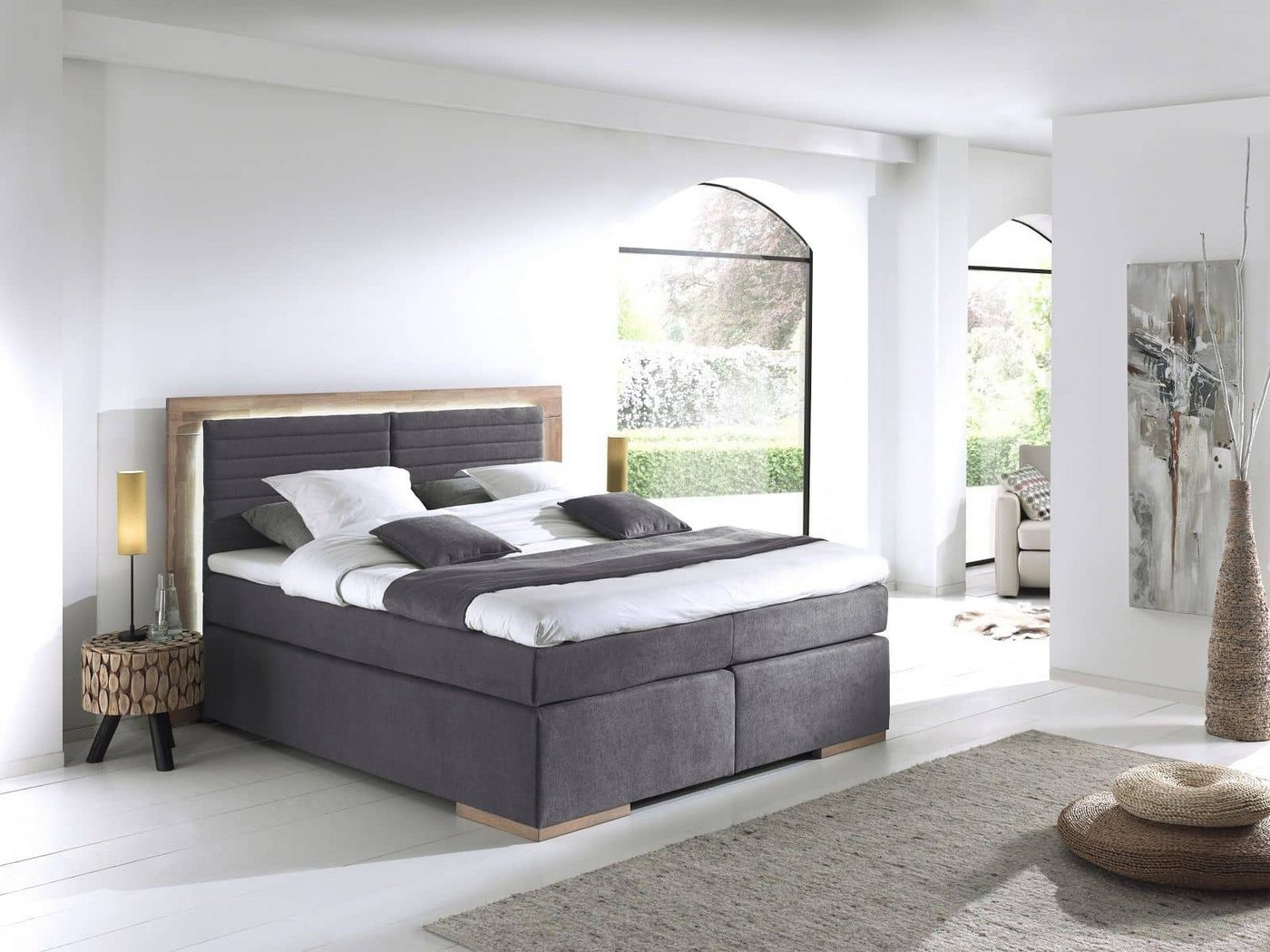 COTTA Boxspringbett Marcel inkl. Topper und Matratze (Komplettbett (Unterbau + Matratze + Topper), 7‑Zonen‑Taschenfederkern, Härtegrad H2/H3, Liegehöhe 67 cm von COTTA