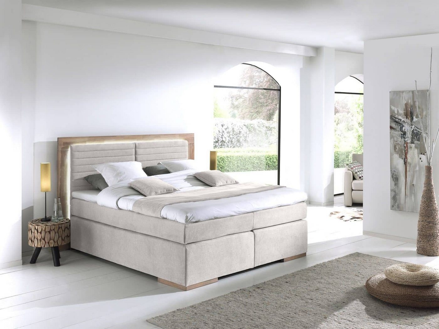 COTTA Boxspringbett Marcel inkl. Topper und Matratze (Komplettbett (Unterbau + Matratze + Topper), 7‑Zonen‑Taschenfederkern, Härtegrad H2/H3, Liegehöhe 67 cm von COTTA