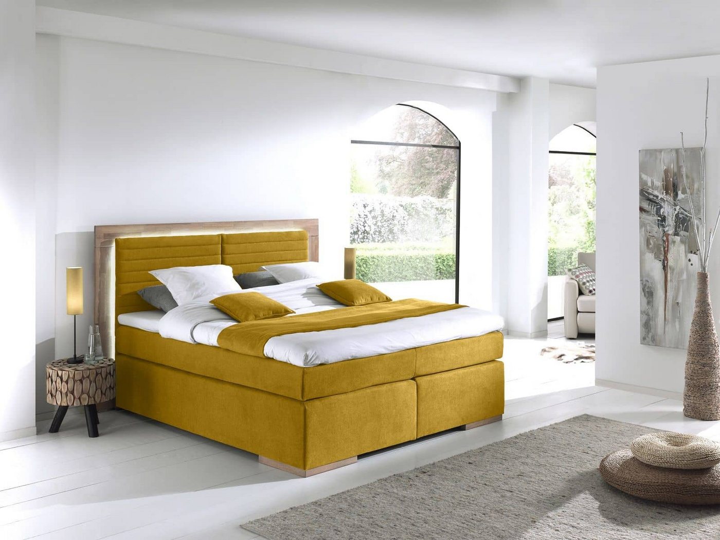 COTTA Boxspringbett Marcel inkl. Topper und Matratze (Komplettbett (Unterbau + Matratze + Topper), 7‑Zonen‑Taschenfederkern, Härtegrad H2/H3, Liegehöhe 67 cm von COTTA