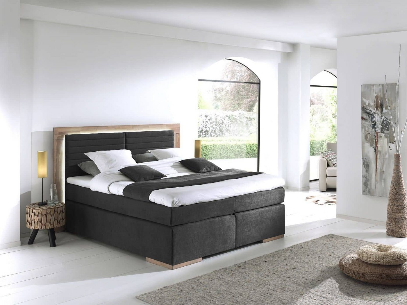 COTTA Boxspringbett Marcel inkl. Topper und Matratze (Komplettbett (Unterbau + Matratze + Topper), 7‑Zonen‑Taschenfederkern, Härtegrad H2/H3, Liegehöhe 67 cm von COTTA