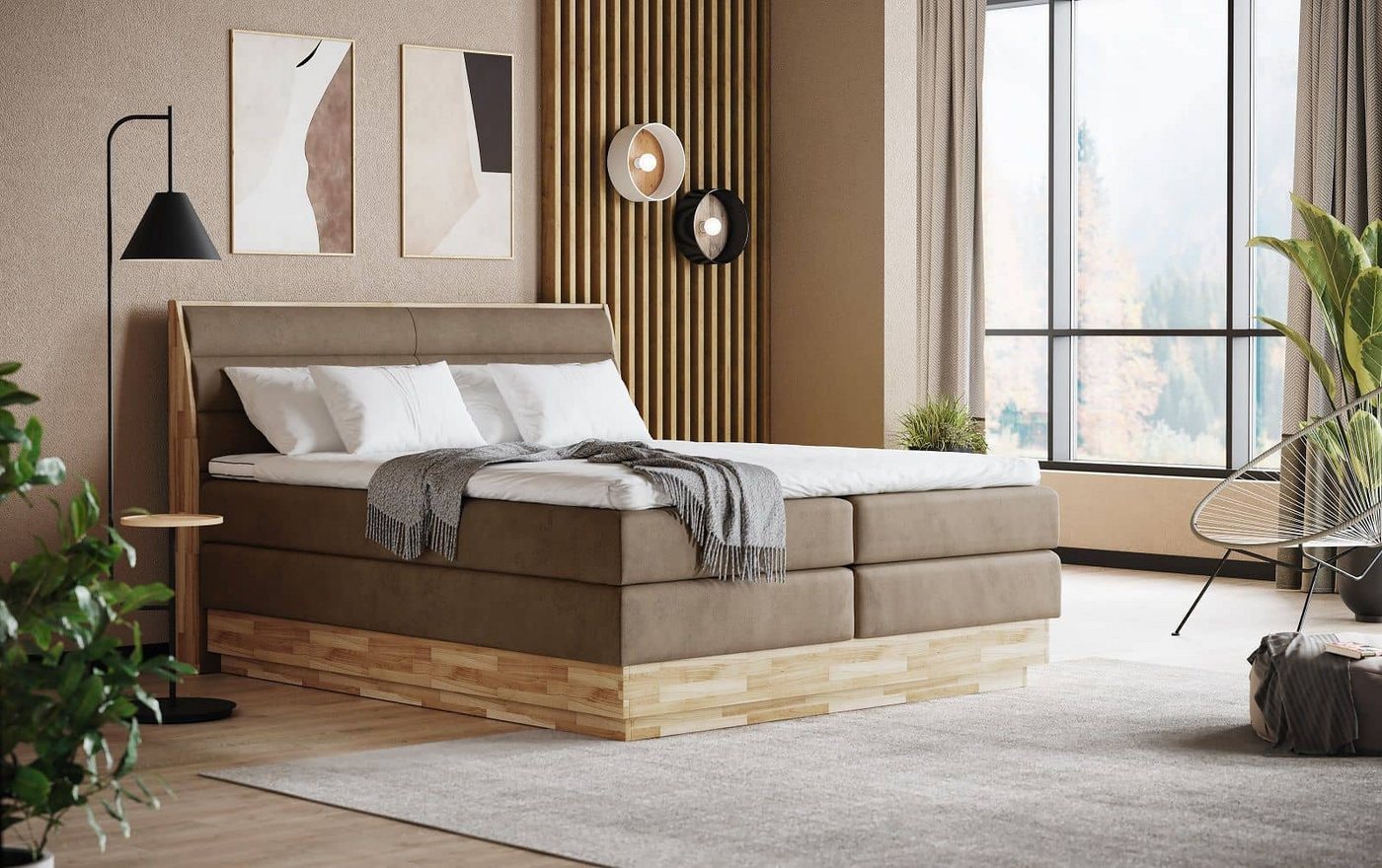 COTTA Boxspringbett Marissa - inkl. Stauraum im Bettkasten, Topper und H2/H3 Matratze (Boxspringbett inklusive Matratze, Unterbox und Topper), Bettkasten, Topper RG25, H2/H3, Holzrahmen, Mikrofaserbezug von COTTA