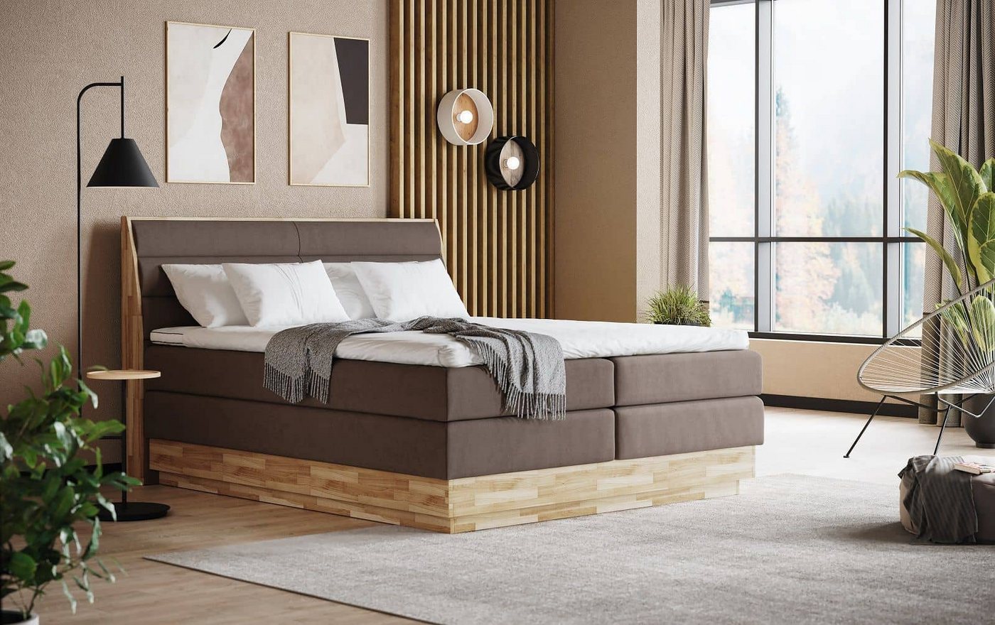 COTTA Boxspringbett Marissa - inkl. Stauraum im Bettkasten, Topper und H2/H3 Matratze (Boxspringbett inklusive Matratze, Unterbox und Topper), Bettkasten, Topper RG25, H2/H3, Holzrahmen, Mikrofaserbezug von COTTA