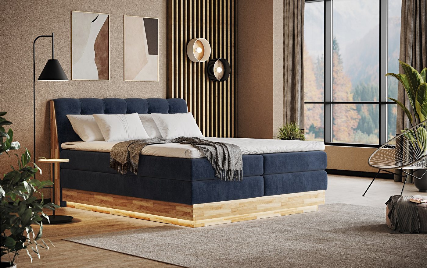 COTTA Boxspringbett Melissa - mit LED, Bettkästen, Kaltschaum-Topper & H2/H3 Matratzen (Bett inklusive Matratze, Topper und Bettkasten), mit LED, Kaltschaum-Topper, Bettkasten & H2/H3-Matratzen von COTTA