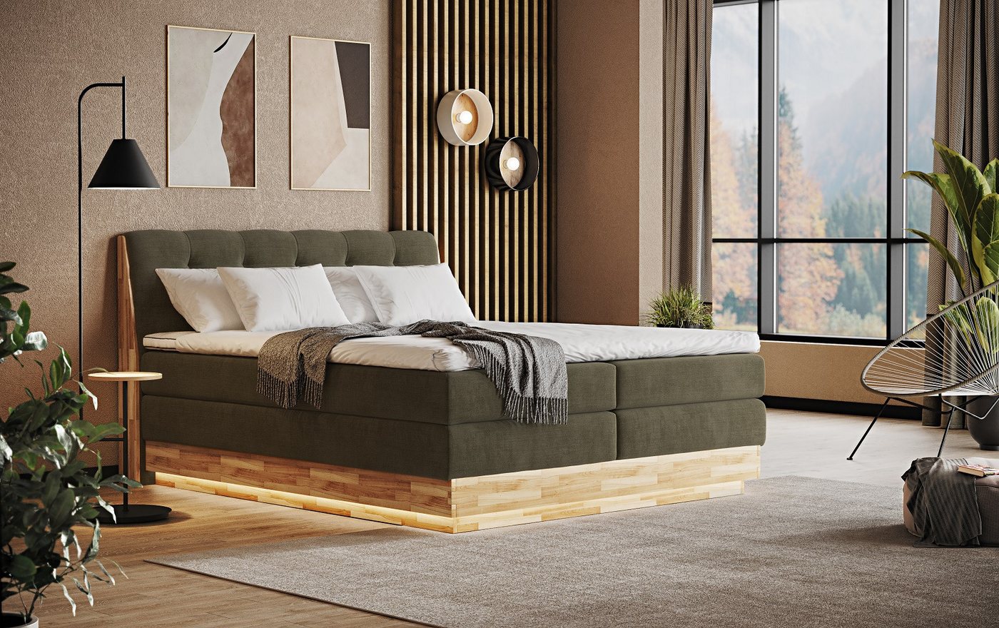 COTTA Boxspringbett Melissa - mit LED, Bettkästen, Kaltschaum-Topper & H2/H3 Matratzen (Bett inklusive Matratze, Topper und Bettkasten), mit LED, Kaltschaum-Topper, Bettkasten & H2/H3-Matratzen von COTTA