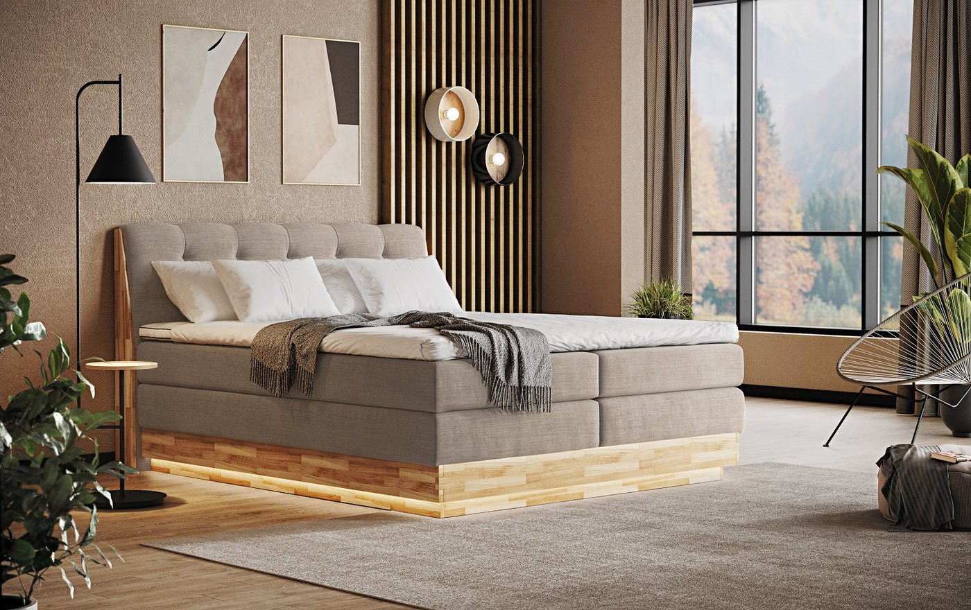 COTTA Boxspringbett Melissa - mit LED, Bettkästen, Kaltschaum-Topper & H2/H3 Matratzen (Bett inklusive Matratze, Topper und Bettkasten), mit LED, Kaltschaum-Topper, Bettkasten & H2/H3-Matratzen von COTTA