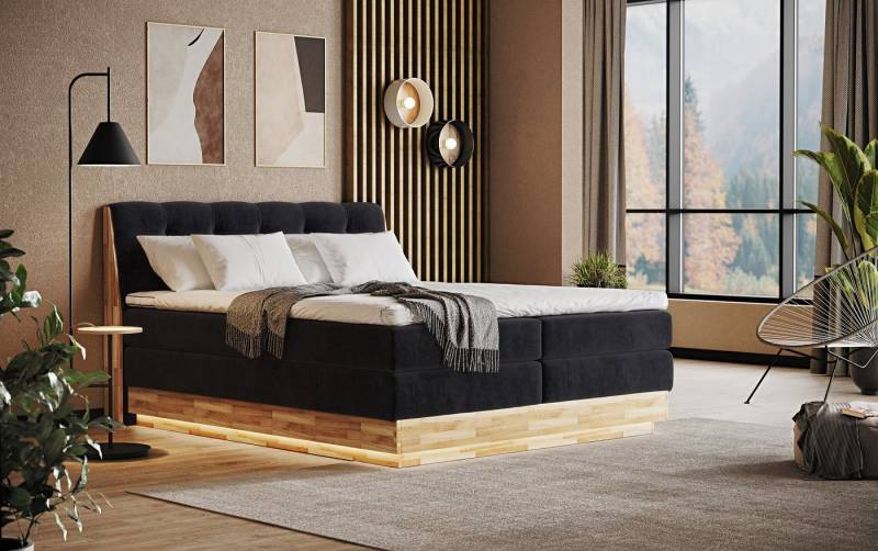 COTTA Boxspringbett Melissa - mit LED, Bettkästen, Kaltschaum-Topper & H2/H3 Matratzen (Bett inklusive Matratze, Topper und Bettkasten), mit LED, Kaltschaum-Topper, Bettkasten & H2/H3-Matratzen von COTTA