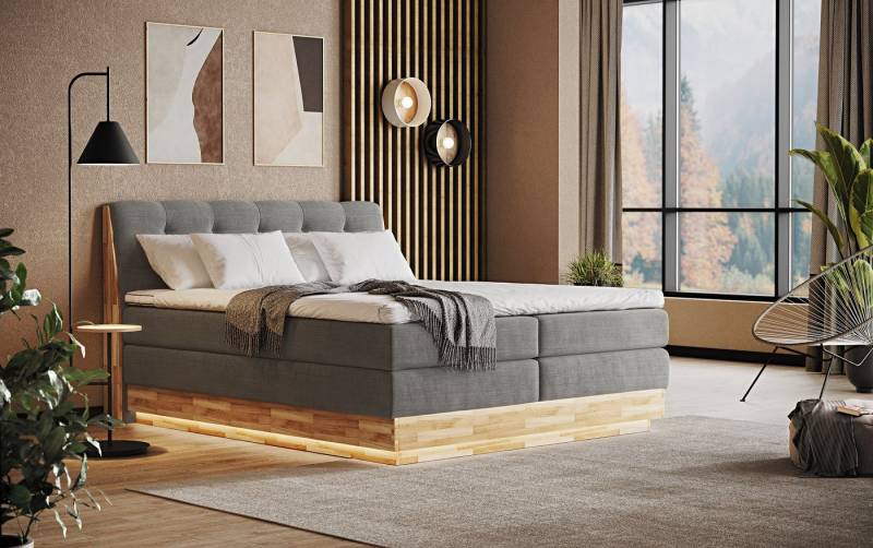 COTTA Boxspringbett Melissa - mit LED, Bettkästen, Kaltschaum-Topper & H2/H3 Matratzen (Bett inklusive Matratze, Topper und Bettkasten), mit LED, Kaltschaum-Topper, Bettkasten & H2/H3-Matratzen von COTTA