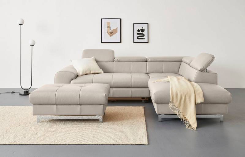 COTTA Ecksofa Chef L-Form, mit Kopfteilverstellung, edle Metallkufen, wahlweise mit Bettfunktion von COTTA