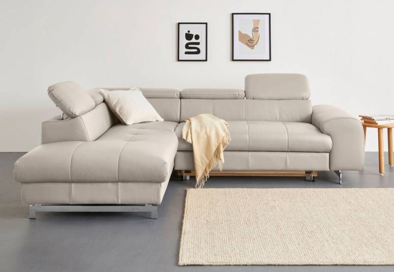 COTTA Ecksofa Chef L-Form, mit Kopfteilverstellung, edle Metallkufen, wahlweise mit Bettfunktion von COTTA