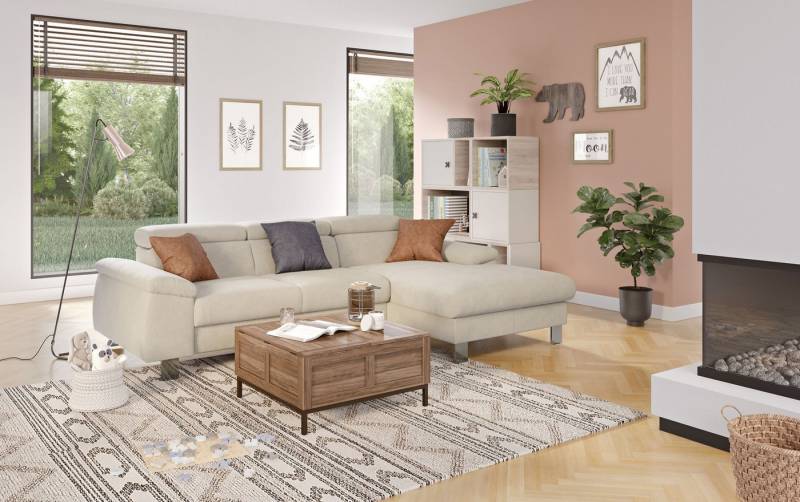 COTTA Ecksofa Komaris L-Form mit Kopfteilverstellung, wahlweise mit Bettfunktion, Bettkasten & Beleuchtung von COTTA
