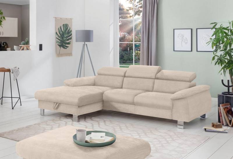 COTTA Ecksofa Komaris L-Form mit Kopfteilverstellung, wahlweise mit Bettfunktion, Bettkasten & Beleuchtung von COTTA