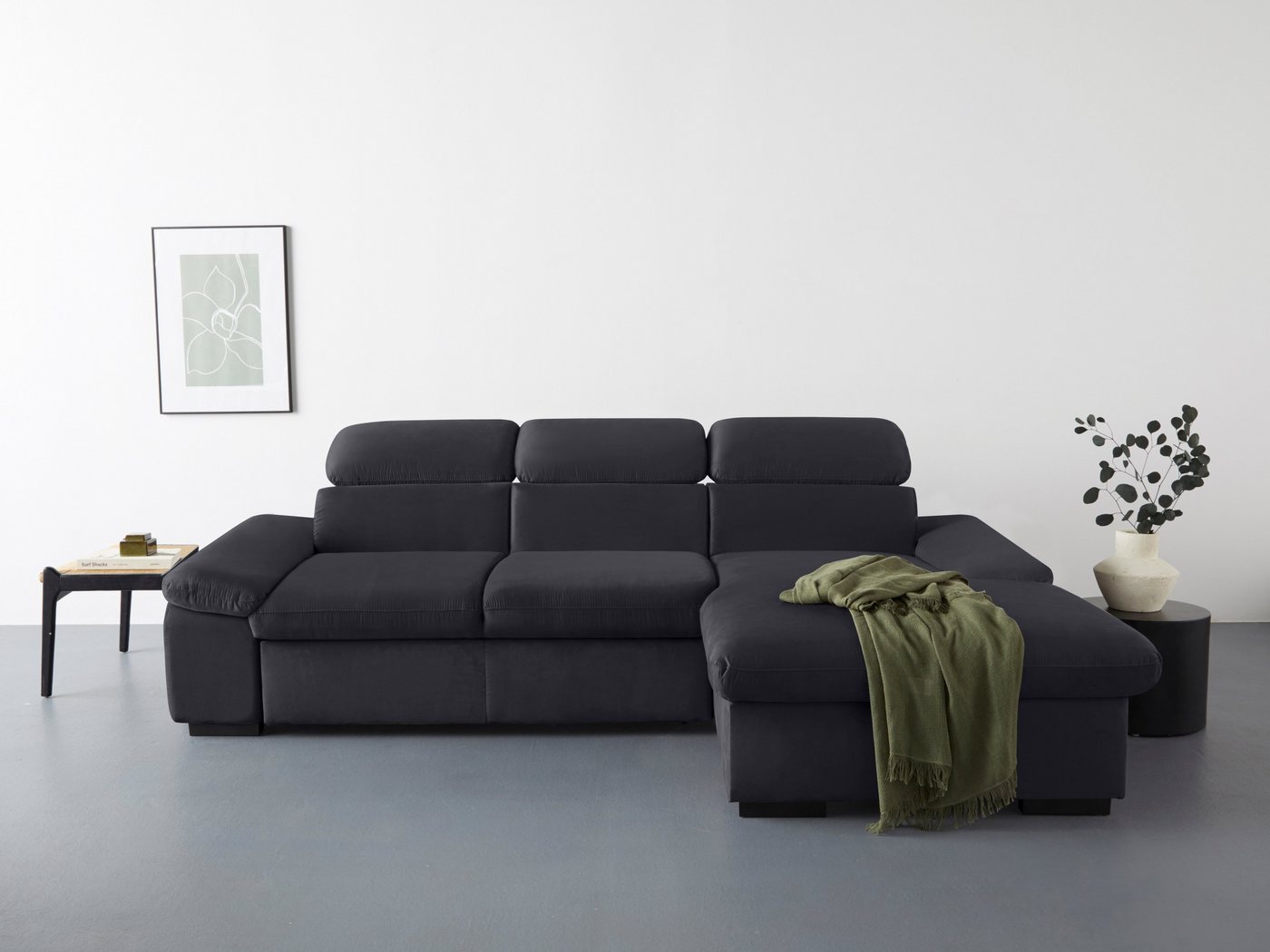COTTA Ecksofa Lola L-Form mit Kopfteilfunktion & Hocker, Set, wahlweise mit Bettfunktion, Bettkasten & Armteilverstellung von COTTA