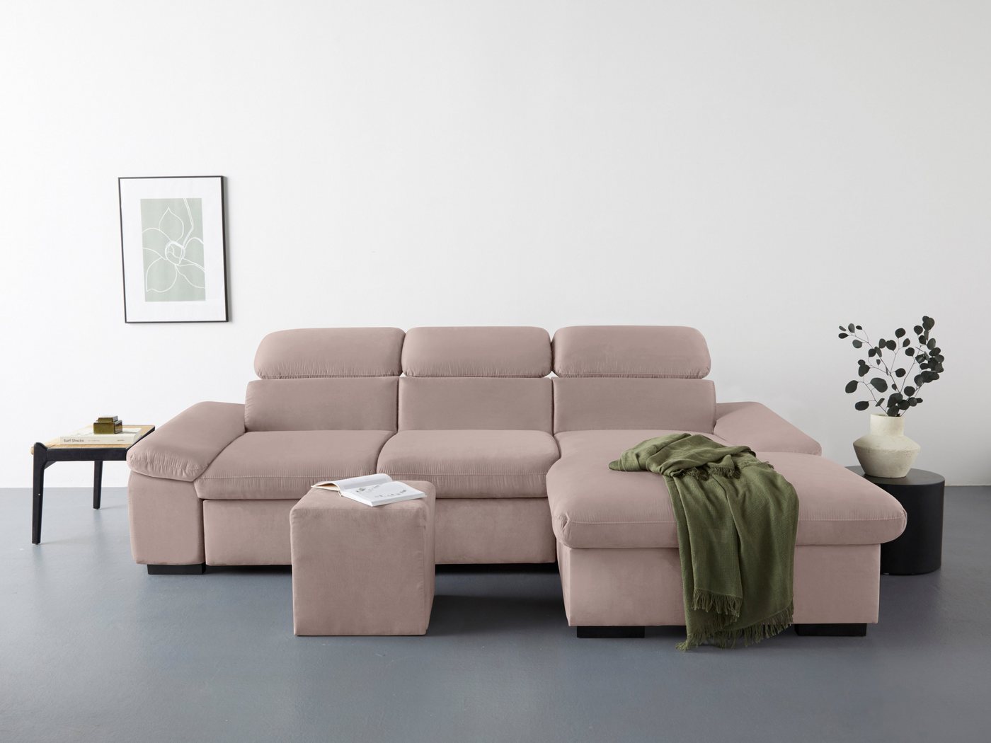 COTTA Ecksofa Lola, Set, mit Hocker & Kopfteilfunktion, wahlw. Bett- und Armteilfunktion von COTTA