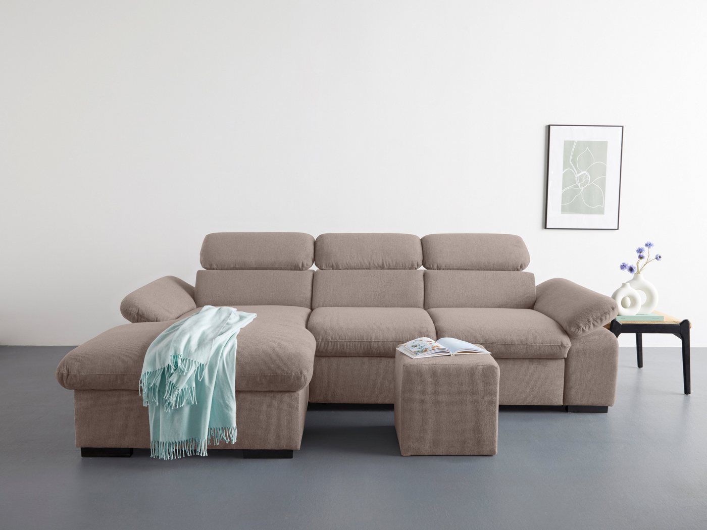 COTTA Ecksofa Lola, Set, mit Hocker & Kopfteilfunktion, wahlw. Bett- und Armteilfunktion von COTTA