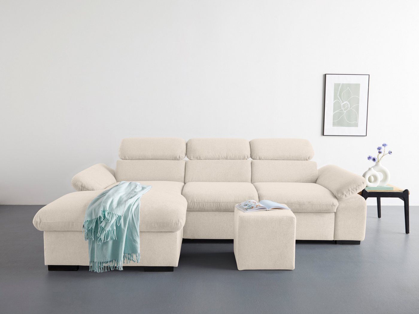 COTTA Ecksofa Lola L-Form, Set, mit Hocker & Kopfteilfunktion, wahlw. Bett- und Armteilfunktion von COTTA