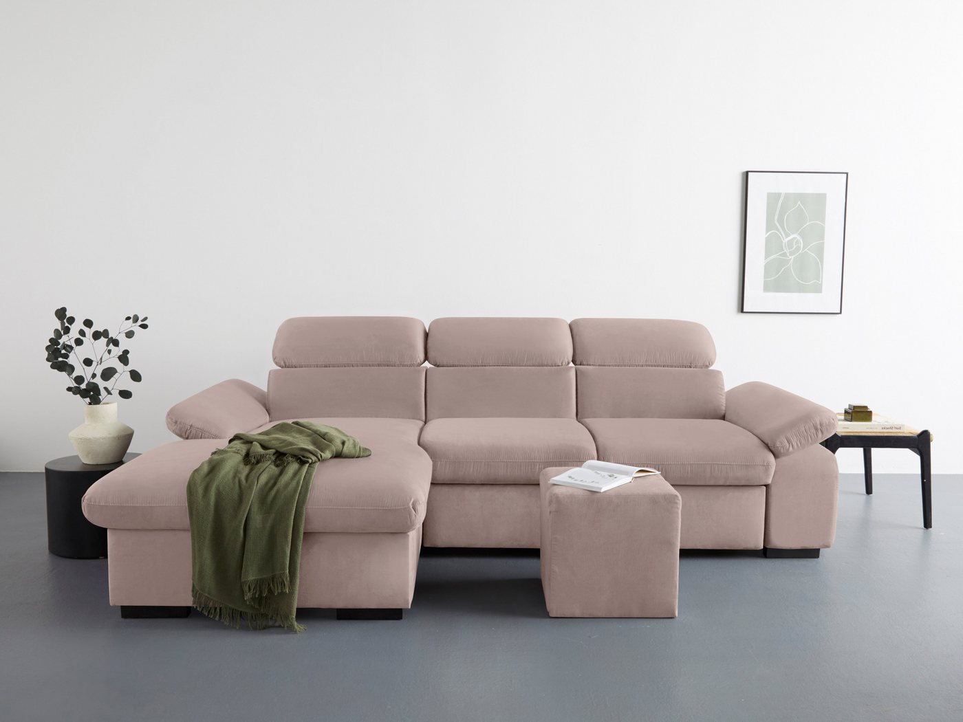 COTTA Ecksofa Lola L-Form, Set, mit Hocker & Kopfteilfunktion, wahlw. Bett- und Armteilfunktion von COTTA